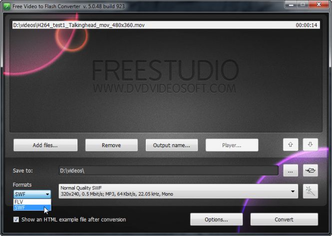 Select the output folder