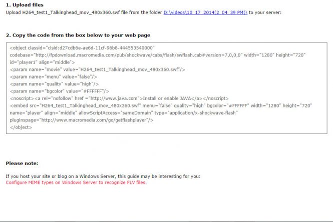 Add the SWF file to your website