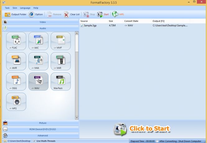 Choosing the output format
