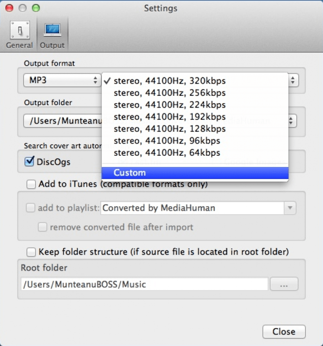 Select Custom Profile