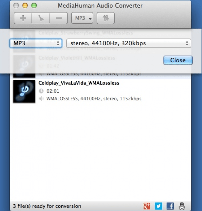 Pop-up Window for Format Selection