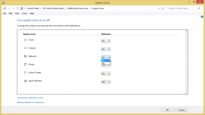 Turn system icons on or off