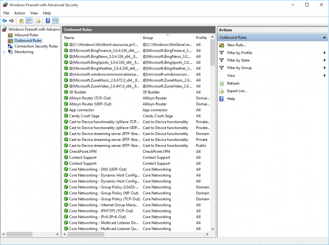Windows Firewall Main Window