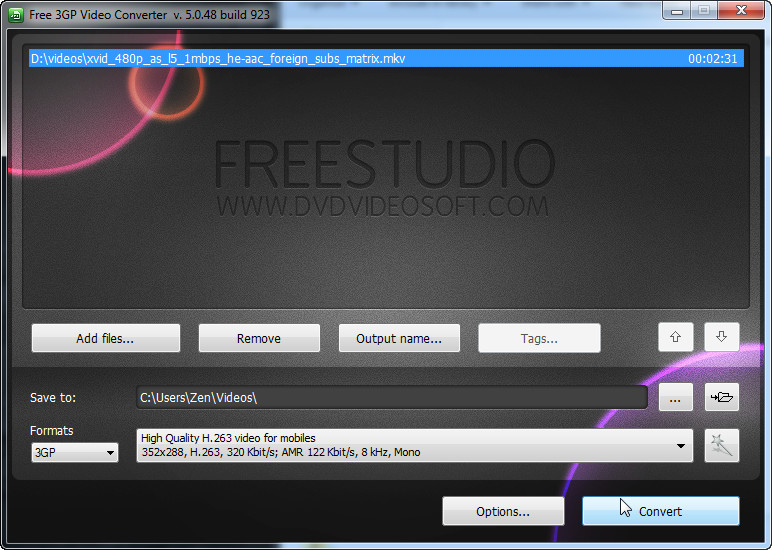 How to convert MKV to 3GP with Free 3GP Video Converter