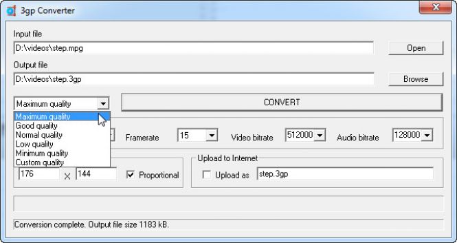 Change the quality of the output file