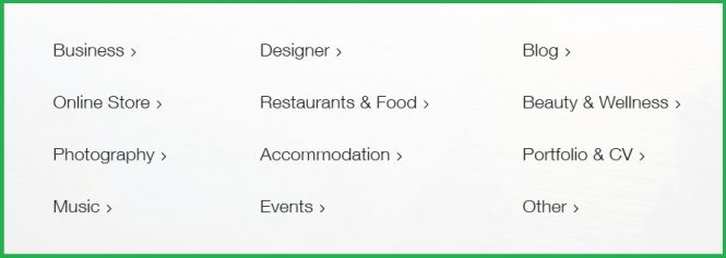 Selecting Wix Website Type