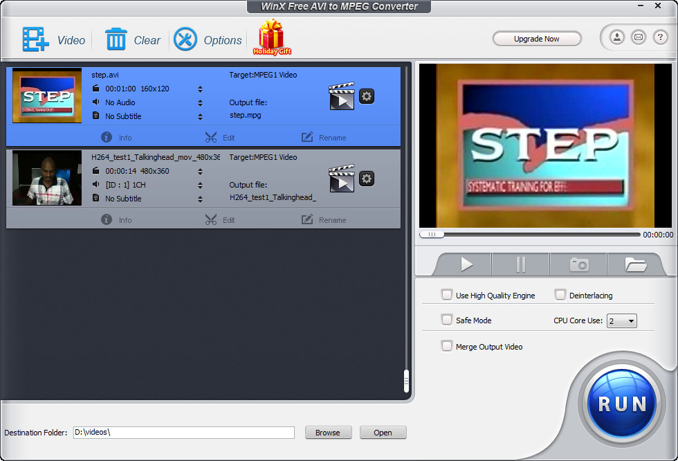 How to convert AVI to MPEG with WinX Free AVI to MPEG Converter