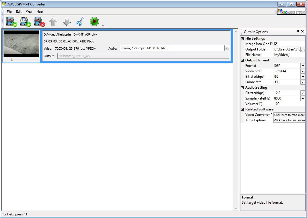 How to convert DivX to 3GP with ABC 3GP Converter