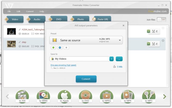 Select output format