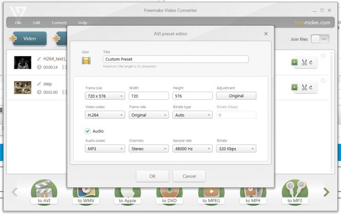 Freemake Video Converter - change settings