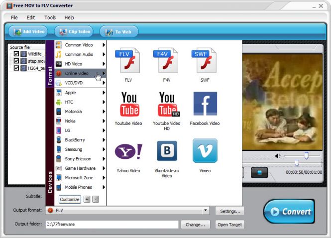 Select the output format