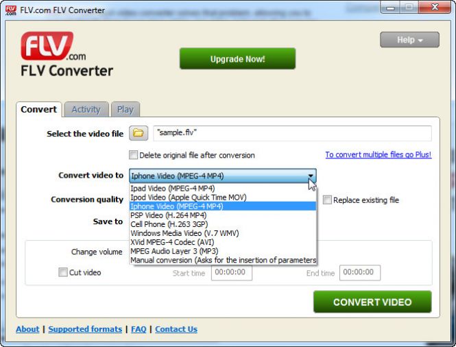 Select the output format