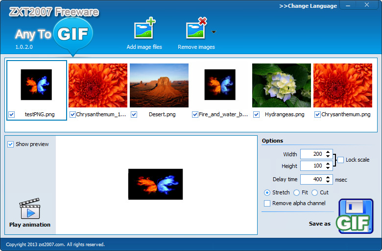 How to convert PNG to animated GIF with Any to GIF