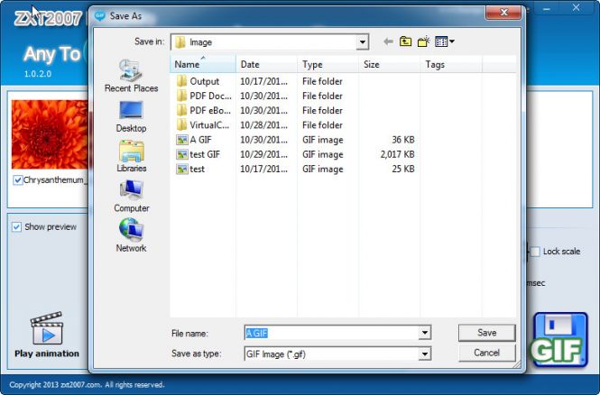 Any to GIF - Choose the output location