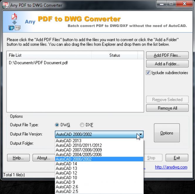 PDF to DWG Converter - Output file