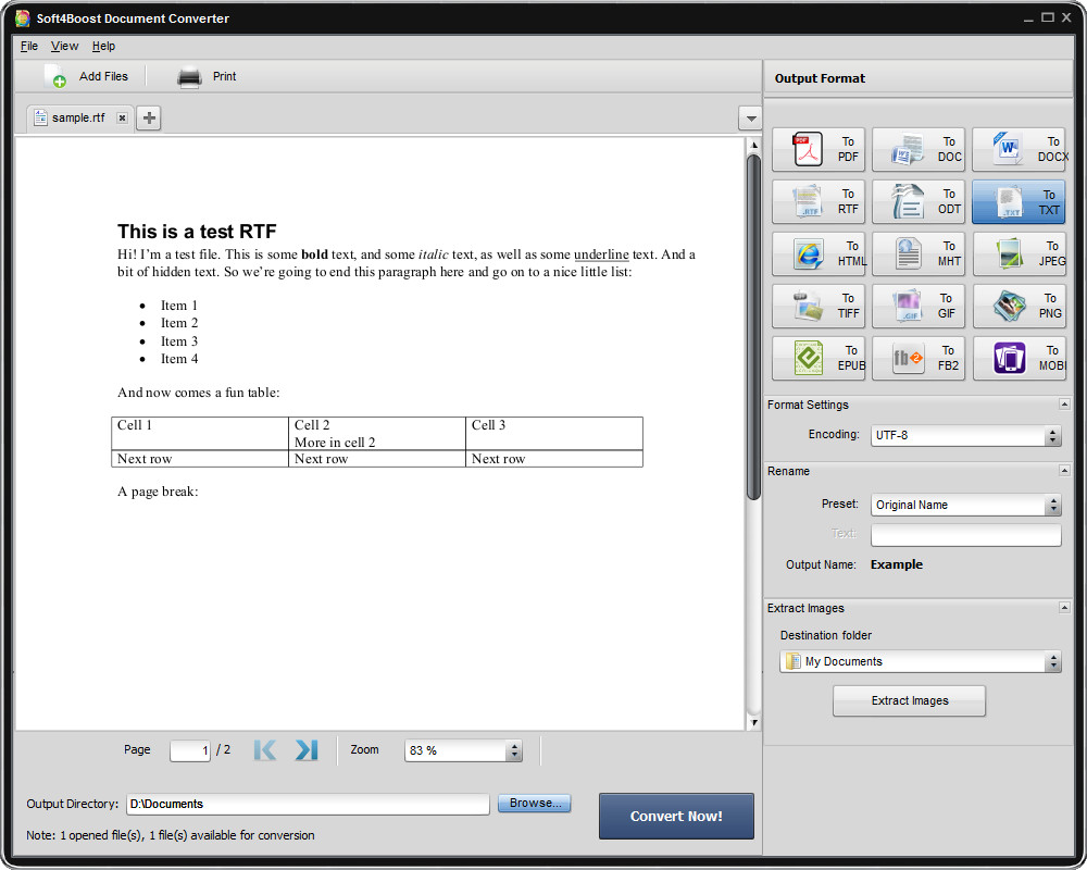 How to convert RTF to TXT with Soft4Boost Document Converter