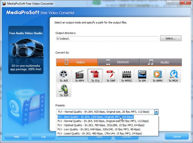 MediaProSoft Free Video Converter - Modify the quality