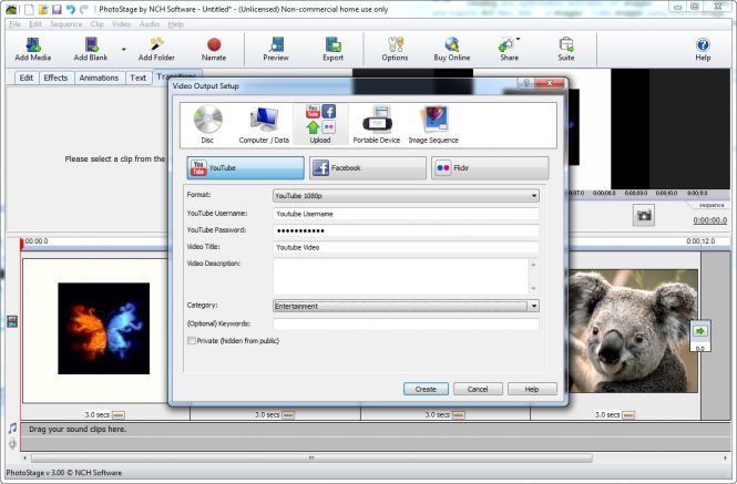Export your PNG image slideshow to pre-defined formats
