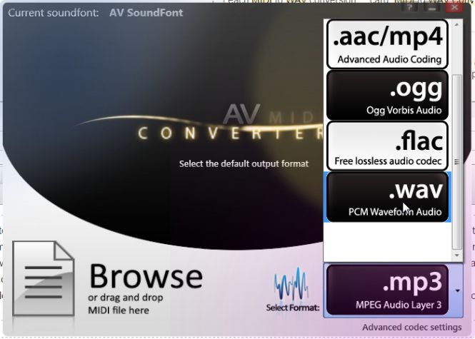 Select WAV as the output