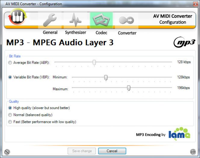 Change Codec Settings