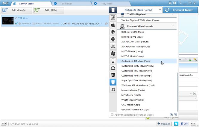Choose output format