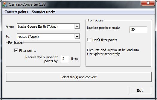 How to convert KMZ to GPX with OziTrackConverter