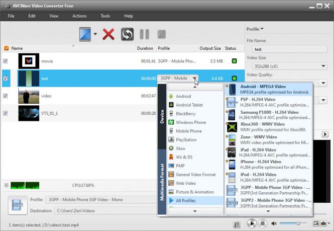 Individual Format Selection